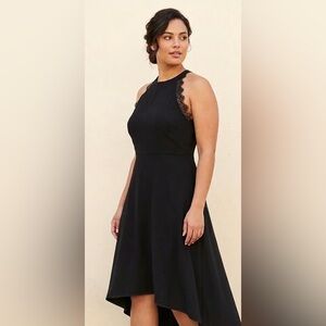 H&M Black Eyelash Lace Sleeveless Hi-Low Cocktail Dress Size 6